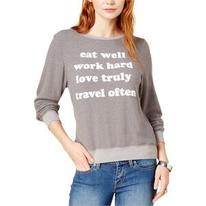 Dream Scene Womens Eat Well Sweatshirt, Grey, NWT
